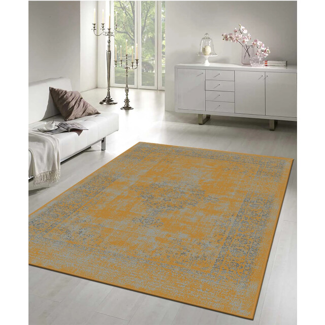 Muratap Istanbul vintage laagpolig vloerkleed retro tapijt mosterd 200x290 3239166 large