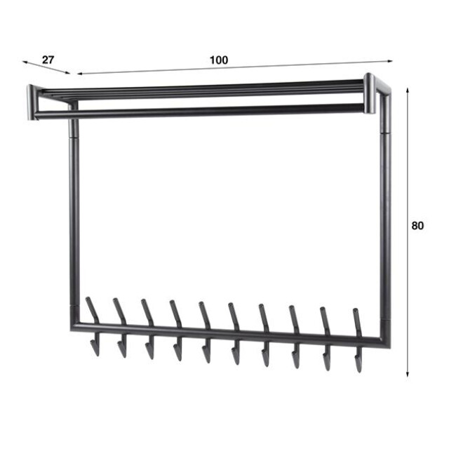 Hoyz kapstok 20 haaks hoog roede ronde buis donker mat 3185992 large