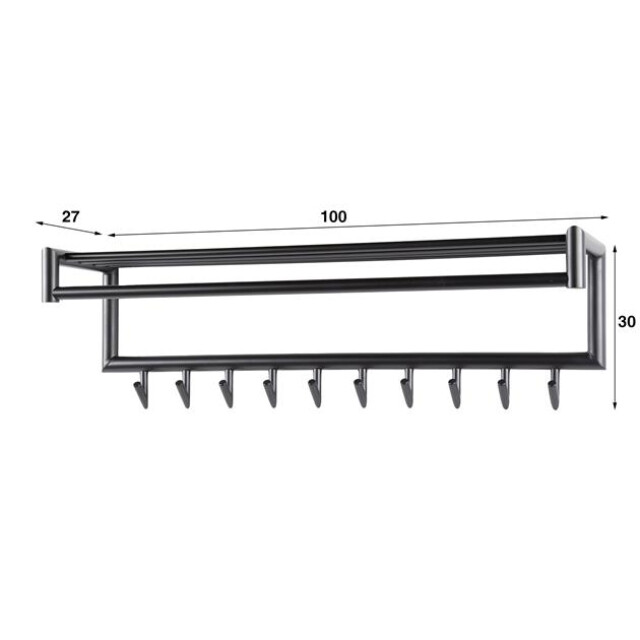 Hoyz kapstok 10 haaks roede ronde buis donker mat 3185990 large