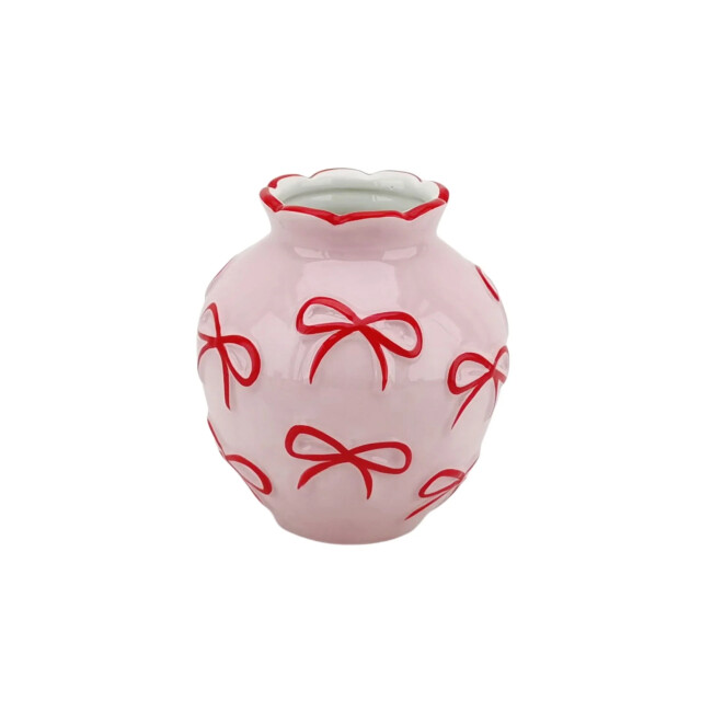 House Vitamin Vase flower vase ribbons dolomite light pink/red 13x13x14cm 3240545 large