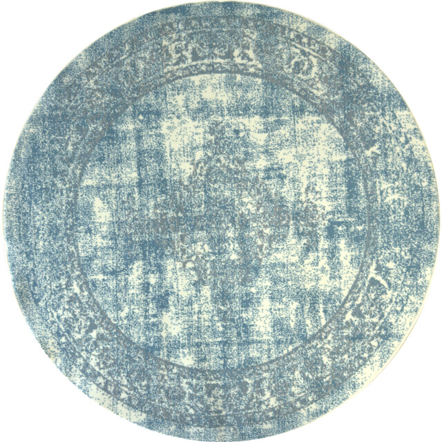 Muratap Istanbul vintage laagpolig vloerkleed rond retro tapijt blauw- 240 3240483 large