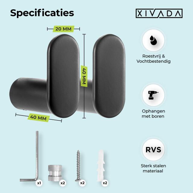 Xivada Handdoekhaakjes mila schroefset rvs - set van 2 3193588 large
