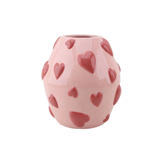 House Vitamin Vase -flower vase hearts dolomite pink/red 16x16x17,5cm 3240543 large
