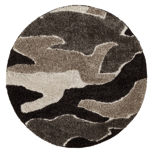 Muratap Luxus shaggy plus hoogpolig vloerkleed abstract design rond /beige - 3046053 large