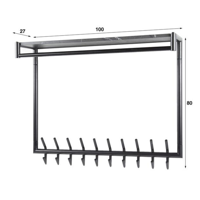 Hoyz kapstok 20 haaks hoog roede-hoedenplank 3d bruin 3186009 large