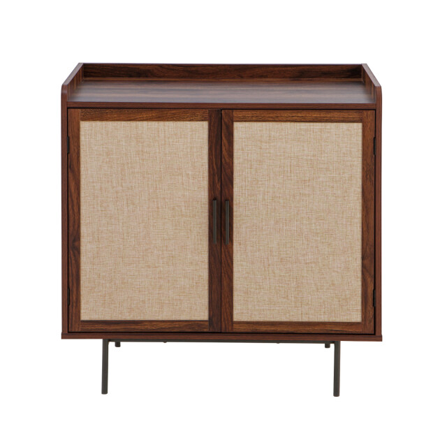 CaliCosy Dressoir met 2 deuren in notenhoutdecor met stoffen fronten l80 cm jetson 3196187 large