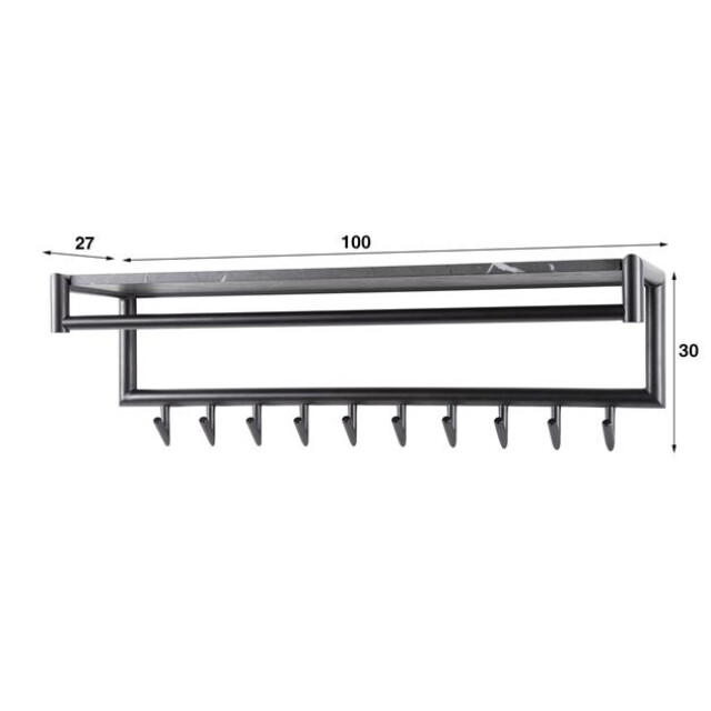 Hoyz kapstok 10 haaks roede-hoedenplank 3d bruin 3186008 large