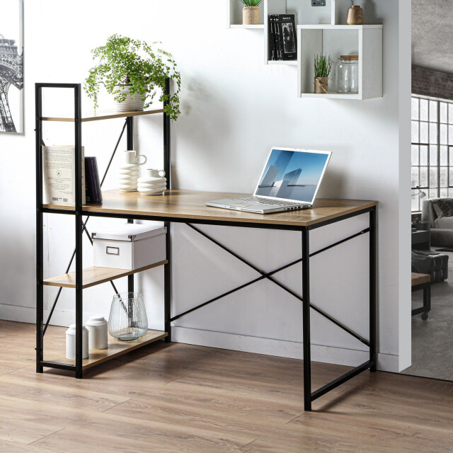 CaliCosy Bureau b120cm met 4 planken industriële stijl 2929599 large