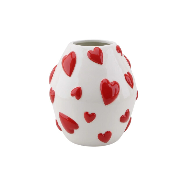 House Vitamin Vase flower vase hearts dolomite white/red 16x16x17,5cm 3240544 large