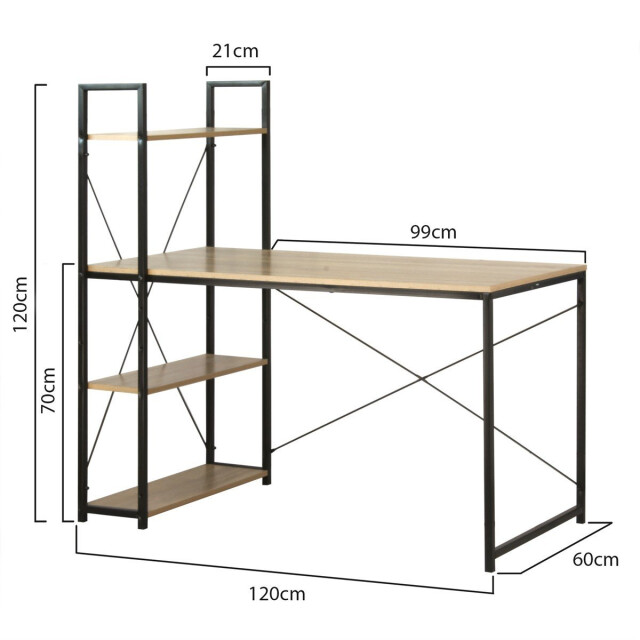 CaliCosy Bureau b120cm met 4 planken industriële stijl 2929599 large