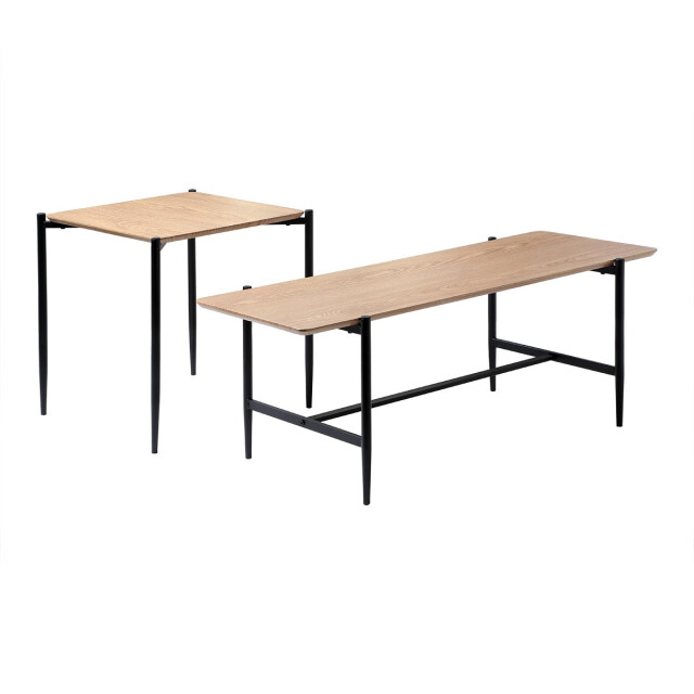 CaliCosy Set van 2 houten salontafels in nestvorm met zwarte metalen poten l100 cm 3226962 large