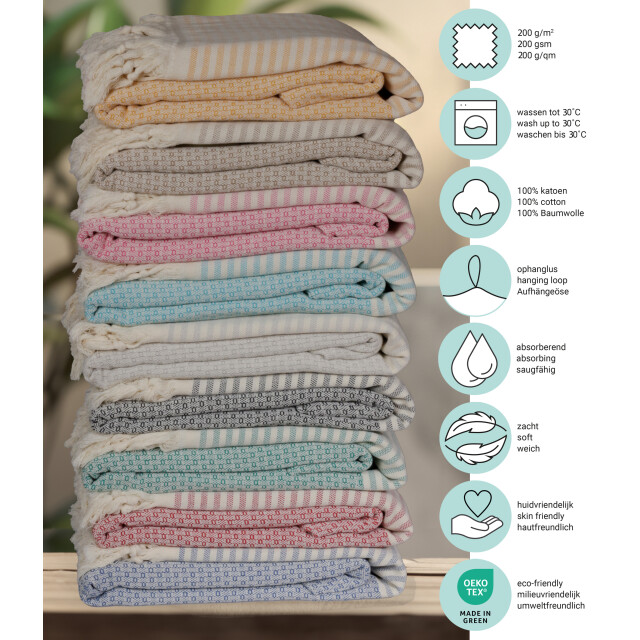 Phlox Hamamdoek 100 x 200 cm, saunadoek, strandhanddoek, yogadoek en spa-doek, 3175337 large