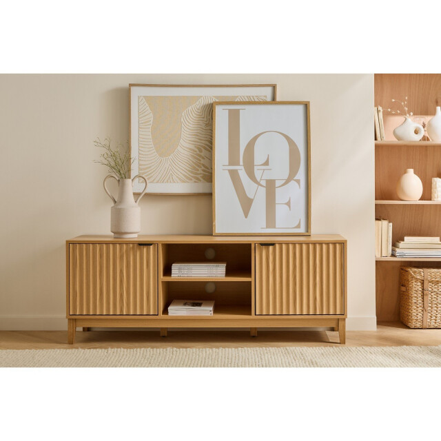 CaliCosy Tv-meubel met 2 open vakken en 2 deuren met geribbelde fronten l140 cm bologne 3205800 large