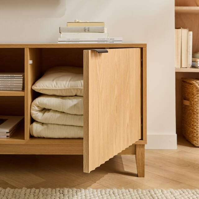 CaliCosy Tv-meubel met 2 open vakken en 2 deuren met geribbelde fronten l140 cm bologne 3205800 large