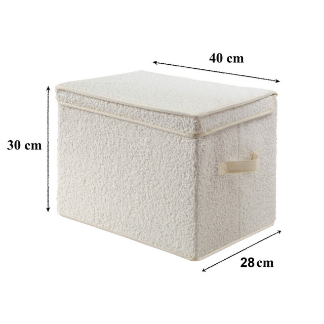 CaliCosy Hoge opbergdoos met deksel van bouclé-stof in écru h30 cm 3011524 large