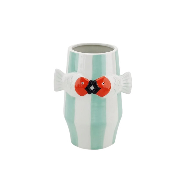 House Vitamin Vase flower vase fish-mint/white/orange 14x11,5x18,5cm 3240574 large