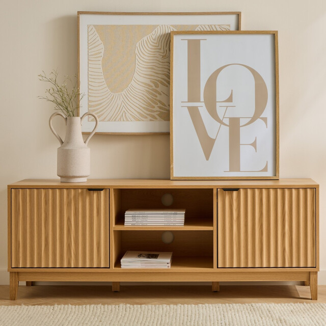 CaliCosy Tv-meubel met 2 open vakken en 2 deuren met geribbelde fronten l140 cm bologne 3205800 large