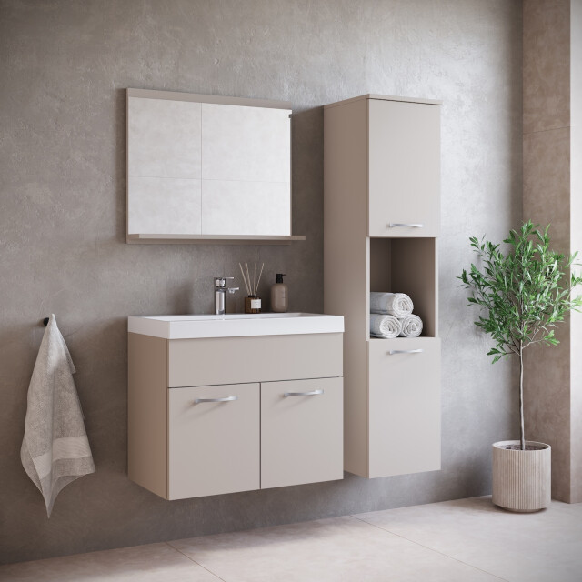 Badplaats Badkamermeubel set montreal 60 x 35 cm beige badmeubel met spiegel 3239937 large