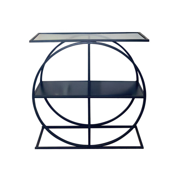 CaliCosy Console met rookglazen blad en ronde metalen poot l80 cm cloudy 3227007 large