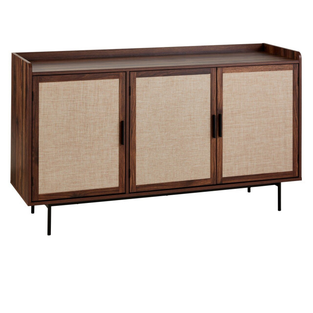CaliCosy Dressoir met 3 deuren in notenhoutdecor en fronten van stof l140 cm jetson 3205796 large