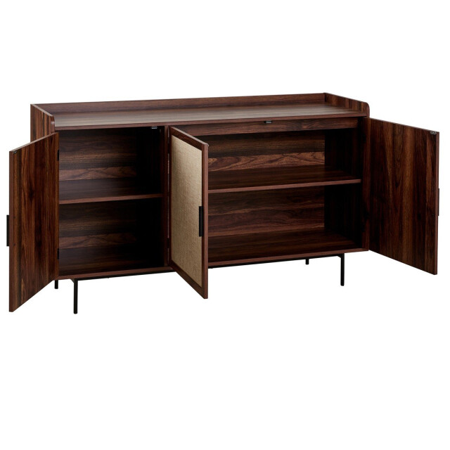 CaliCosy Dressoir met 3 deuren in notenhoutdecor en fronten van stof l140 cm jetson 3205796 large