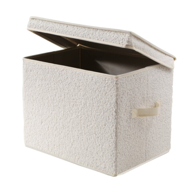 CaliCosy Hoge opbergdoos met deksel van bouclé-stof in écru h30 cm 3011524 large