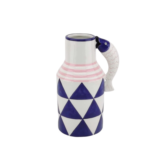 House Vitamin Vase jug fishes blue/white/pink 14x11x21,5cm 3240570 large