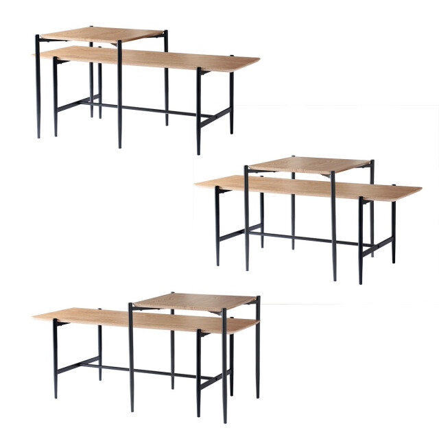 CaliCosy Set van 2 houten salontafels in nestvorm met zwarte metalen poten l100 cm 3226962 large