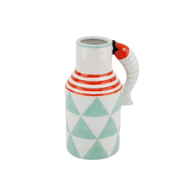 House Vitamin Vase jug fishes mint/white/orange 14x11x21,5cm 3240571 large