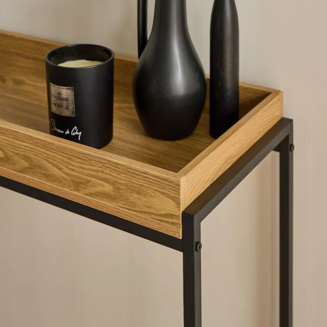 CaliCosy Console met opstaande rand en zwarte metalen poten l100 cm 3232527 large