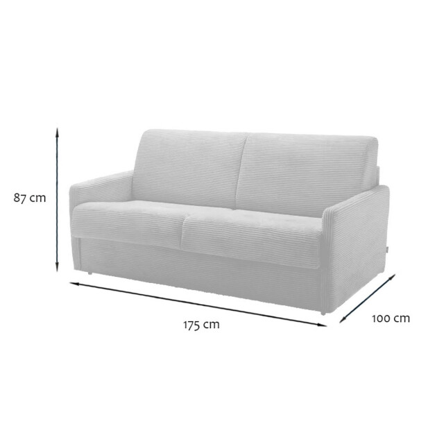 CaliCosy Slaapbank 3-zits in geribbeld fluweel l175 cm 2937831 large