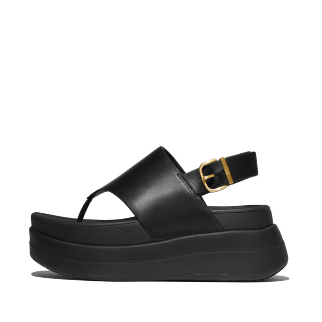 FitFlop F-mode stack leather back-strap toe-post sandals E2G large