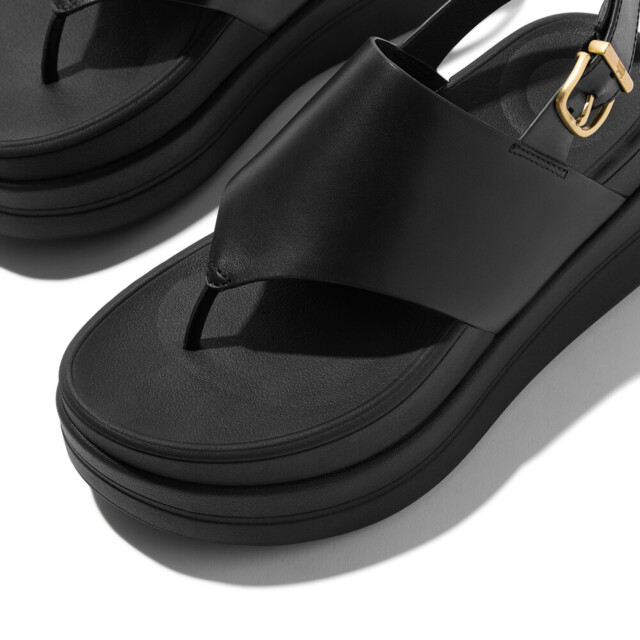FitFlop F-mode stack leather back-strap toe-post sandals E2G large