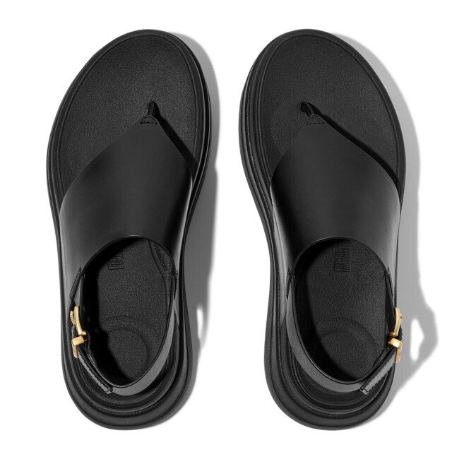 FitFlop F-mode stack leather back-strap toe-post sandals E2G large