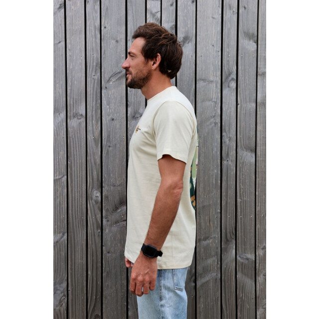Kultivate Havana 297 bone white t-shirt fancy met backprint kultiv 297 Bone White/HAVANA large