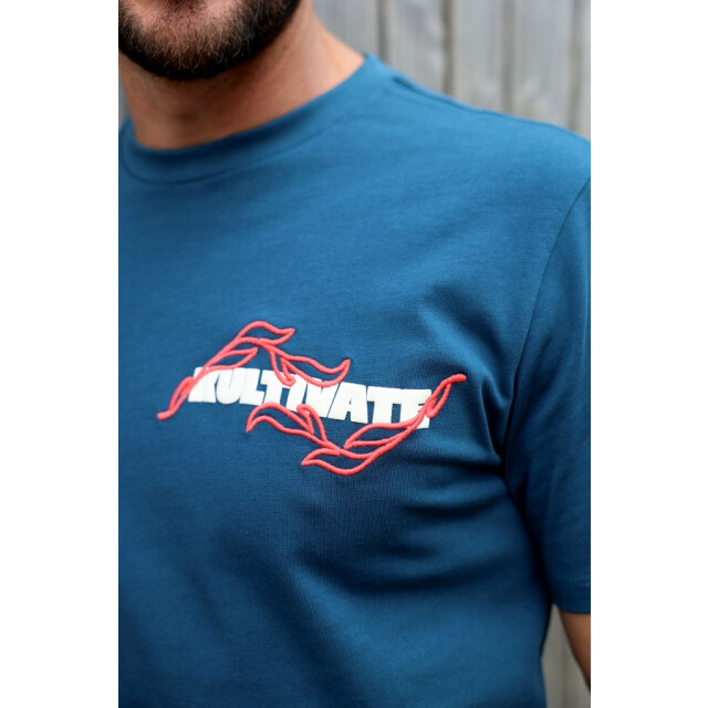 Kultivate Ts embro leaf 2501030204 767 majolica blue t-shirt fancy kultiv 767 Majolica Blue/TS EMBRO LEAF 2501030204 large