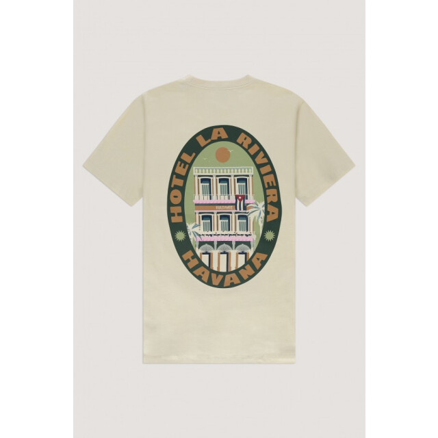 Kultivate Havana 297 bone white t-shirt fancy met backprint kultiv 297 Bone White/HAVANA large