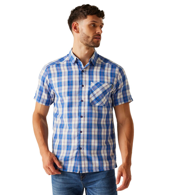 Regatta Heren overhemd met geruite mouwen mindano ix UTRG11565_whiteolympianblue large