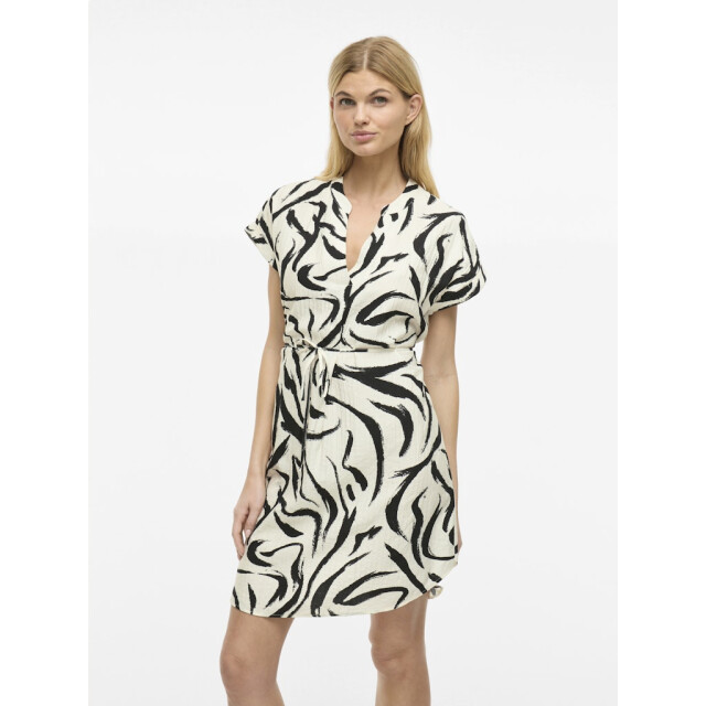 Vila Viclo ss short dress ecru dessin 4409.08.0005 large