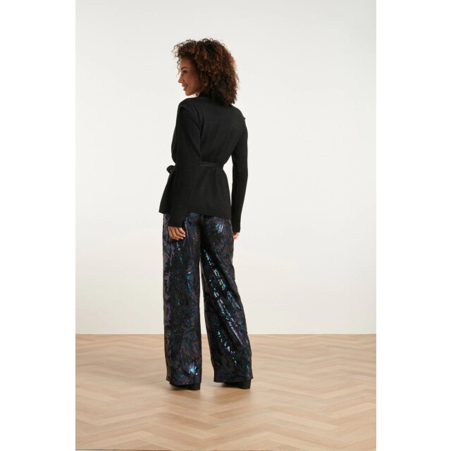 Smashed Lemon 24789 e geribde mouwloze cardigan met lurex | 24789-999-L large