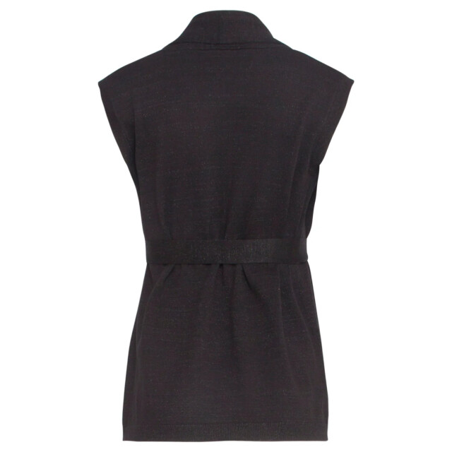 Smashed Lemon 24789 e geribde mouwloze cardigan met lurex | 24789-999-L large