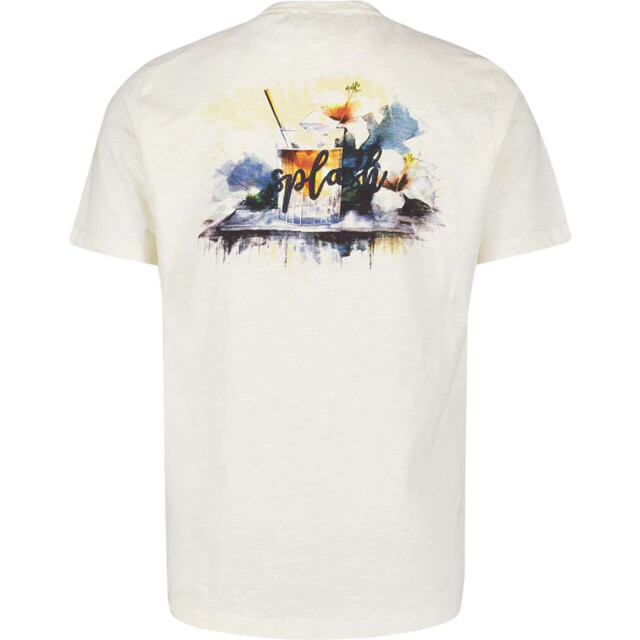 No Excess T-shirt crewneck placed prints slub natural 28350402-097 large