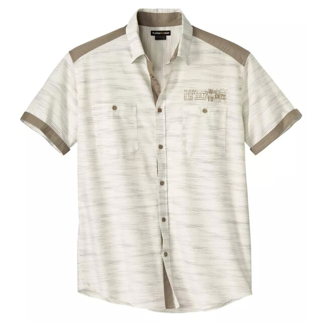 Atlas For Men Heren slub poplin overhemd UTAF2083_beigealmond large