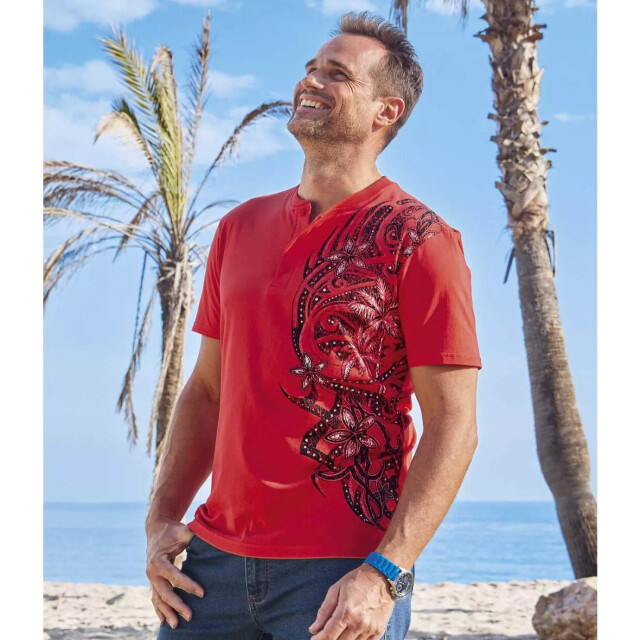 Atlas For Men Heren bedrukt henley t-shirt (pack of 2) UTAF248_navybluecoral large
