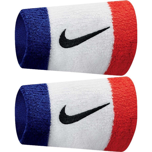 Nike Unisex brede swoosh polsband voor volwassenen (set van 2) UTMR78451_whiteredblue large