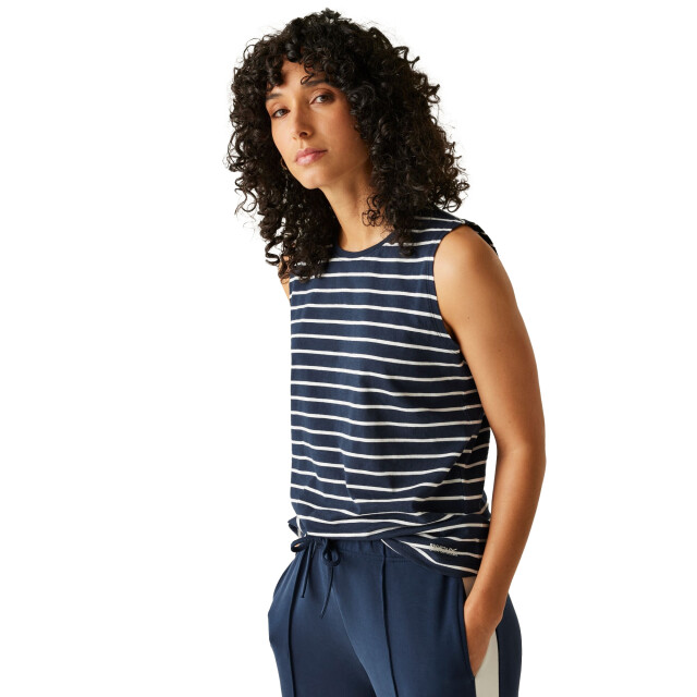 Regatta Dames fariene gestreepte mouwloze top UTRG11710_navywhite large