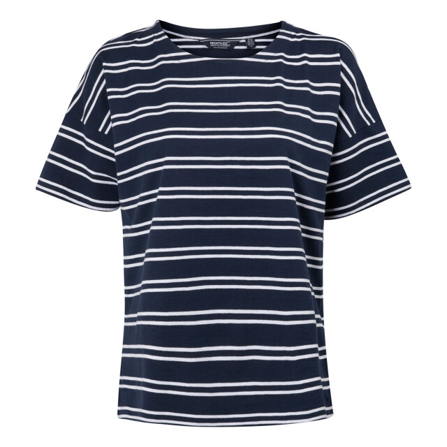 Regatta Dames abaya gestreept t-shirt UTRG11059_navywhite large