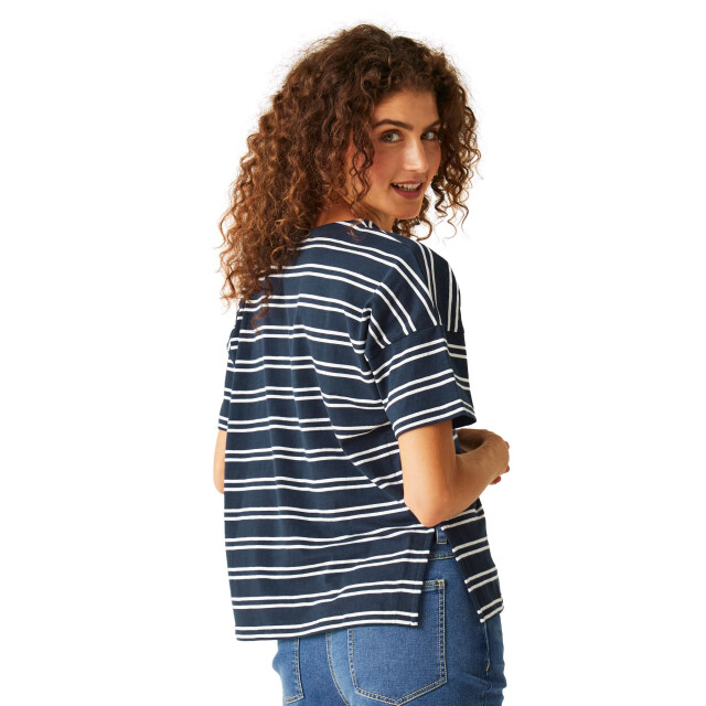 Regatta Dames abaya gestreept t-shirt UTRG11059_navywhite large
