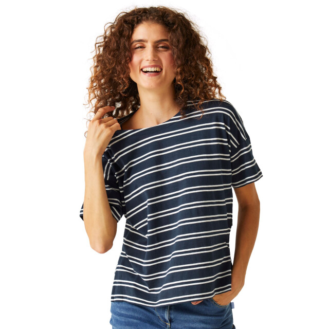 Regatta Dames abaya gestreept t-shirt UTRG11059_navywhite large