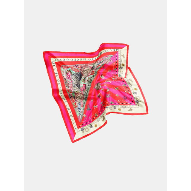 Mucho Gusto ® zijden sjaal new york rood & fuchsia luxe MUCHO GUSTO® Luxe Zijden Sjaal Burano Rood Fuchsia Klein large